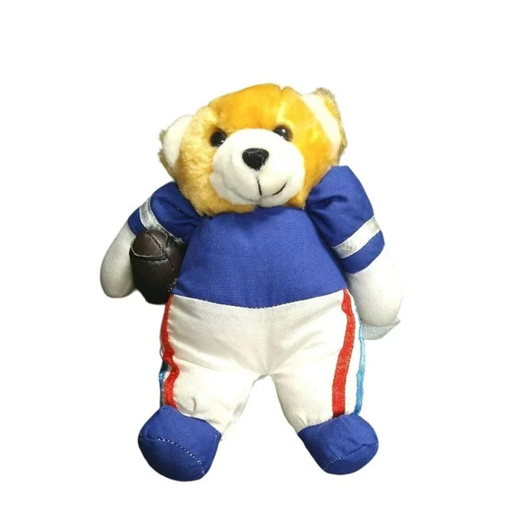 Hugfun Other - Vintage Hugfun Football Bear Plush Stuffed Animal Toy Age 5 and Up Blue 7 inch